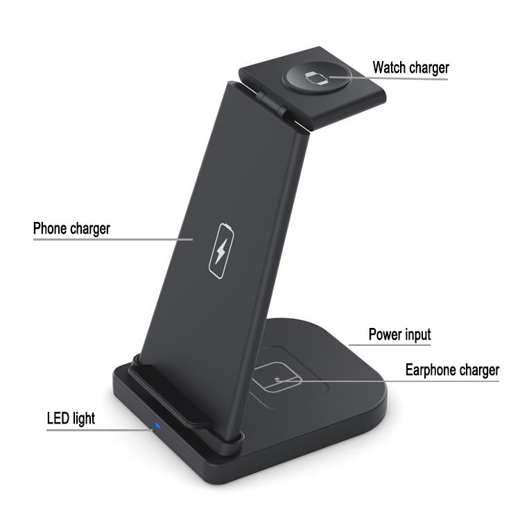Versatile 3-In-1 Foldable Wireless Charger for Mobile Phone - Fast Charging Stand