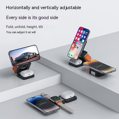 3-in-1 Versatile Magnetic Suction Travel Charger for iPhone, Apple Watch, and AirPods