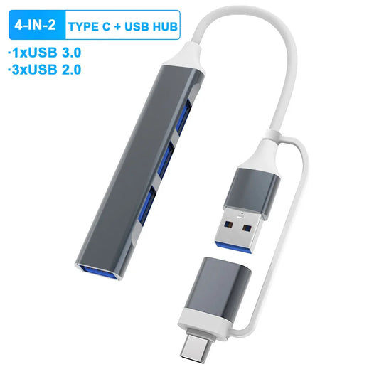 High-Speed 8-IN-2 USB Hub 3.0 USB-C Hub Dock Station with 5Gbps Transmission, USB Splitter, Type C to USB OTG Adapter for MacBook